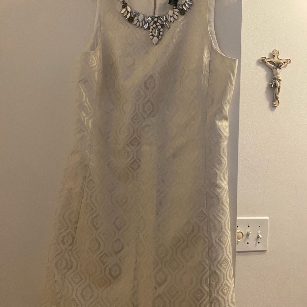 White House Black Market Elegant Cream Sleeveless Dress